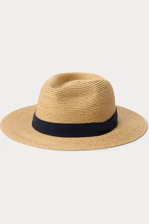 Ralph Lauren Fedora de rafia con ribete de popelina