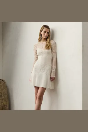 Ralph Lauren Vestido de día de punto con encaje