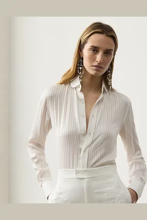 Ralph Lauren Camisa de jacquard de seda con rayas