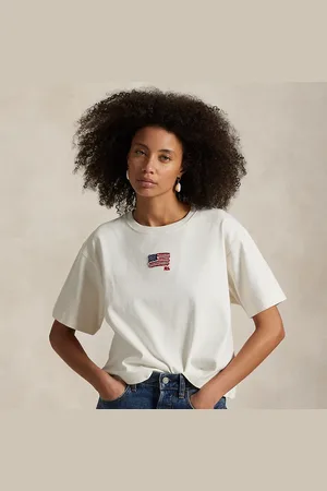 Ralph Lauren Camiseta recortada de punto con bandera