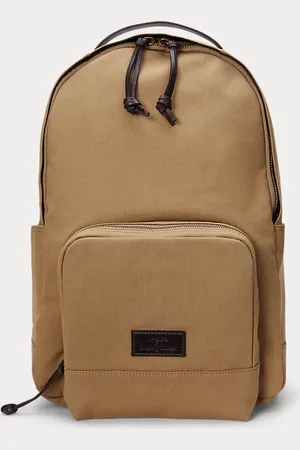 Ralph Lauren Mochila de loneta con ribete de piel