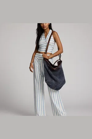 Ralph Lauren Bolso tote índigo con ribete de piel