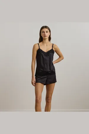 Ralph Lauren Conjunto de pijama con camisa con ribete de encaje