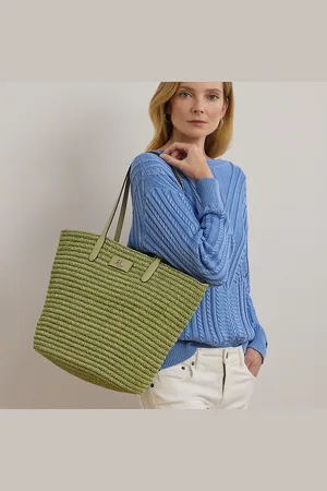 Ralph Lauren Bolso tote Brie grande de paja tejida