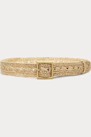 Ralph Lauren Cinturón de rafia con hebilla cuadrada