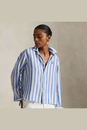 Ralph Lauren Camisa corta y ancha de lino con cuadros