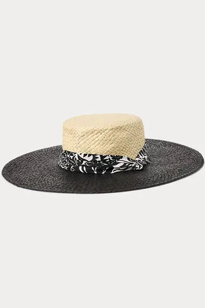 Ralph Lauren Sombrero de paja con flores en dos tonos