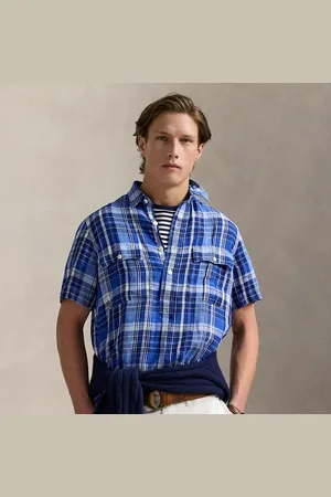 Ralph Lauren Camisa popover de lino con cuadros