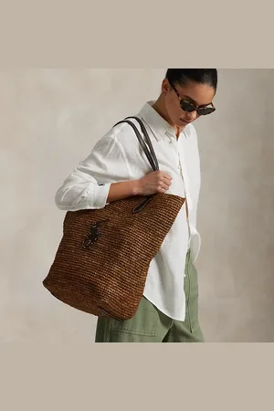 Ralph Lauren Bolso tote grande de rafia con Big Pony