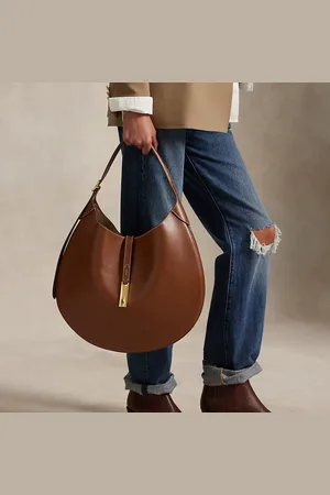 Ralph Lauren Bolso Shoulder Polo ID grande de piel
