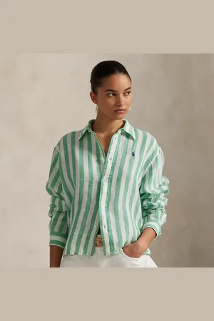 Ralph Lauren Camisa corta y ancha de lino con cuadros