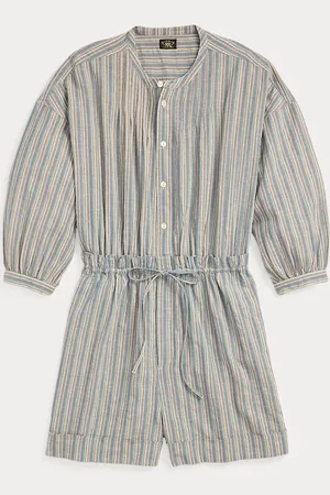Ralph Lauren Mono corto de algodón y lino con rayas