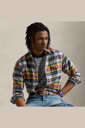 Ralph Lauren Camisa de madrás índigo Classic Fit