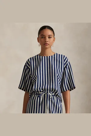 Ralph Lauren Camisa de mezcla de seda con rayas