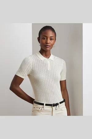 Ralph Lauren Jersey tipo polo de pointelle de algodón