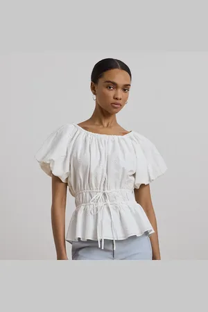 Ralph Lauren Blusa de gasa de algodón con ojales