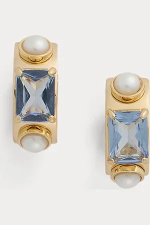 Ralph Lauren Pendientes de aro con perlas y gemas