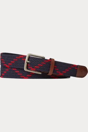 Ralph Lauren Cinturón tejido con ribete de piel