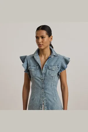 Ralph Lauren Camisa de denim con manga volante