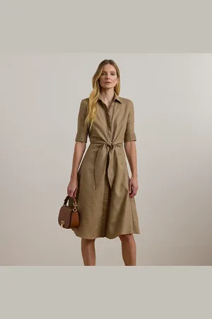 Ralph Lauren Vestido camisero anudado de lino