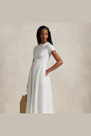 Ralph Lauren Vestido de manga corta de algodón