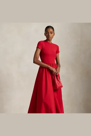 Ralph Lauren Vestido de manga corta de algodón
