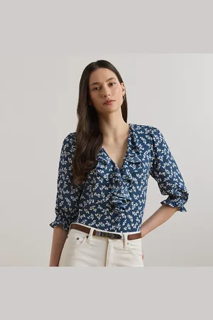 Ralph Lauren Blusa de flores con ribete de volantes