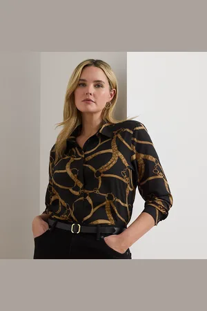 Ralph Lauren Tallas Grandes - Camisa de crepé con estampado ecuestre
