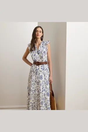 Ralph Lauren Maxivestido de voile de algodón