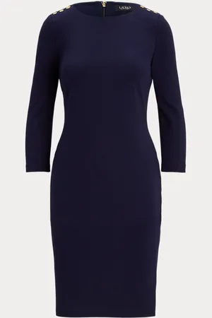 Ralph Lauren Vestido de ponte con manga tres cuartos
