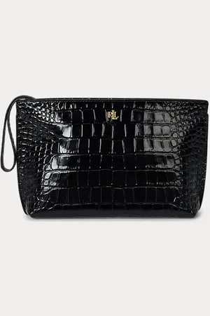 Ralph Lauren Cartera de mano grande de piel repujada