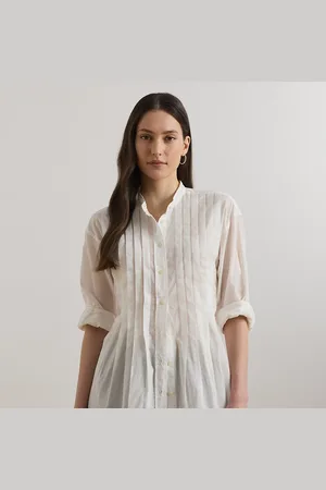 Ralph Lauren Camisa de dobby de algodón con jaretas