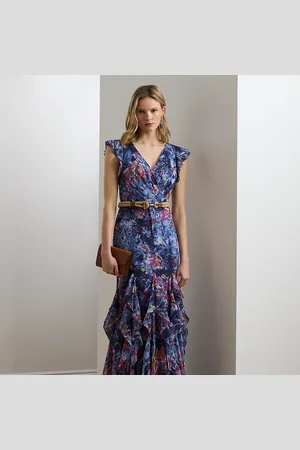 Ralph Lauren Vestido de georgette con volantes