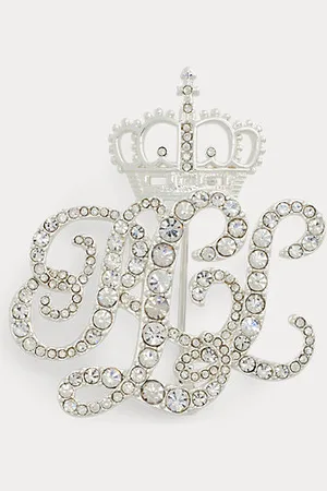Ralph Lauren Broche de corona con logotipo plateado
