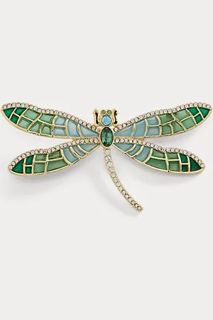 Ralph Lauren Broche bañado en oro con libélula pavé