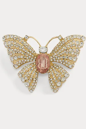 Ralph Lauren Broche bañado en oro de mariposa en pavé