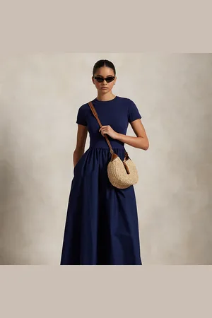 Ralph Lauren Vestido de manga corta de algodón