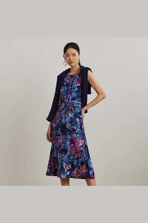 Ralph Lauren Vestido cruzado de punto estampado