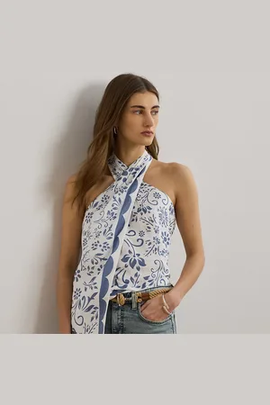 Ralph Lauren Blusa de lino floral sin mangas