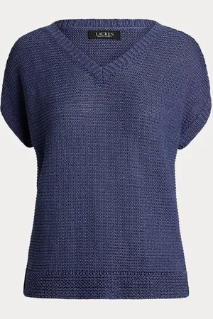 Ralph Lauren Tallas Pequeña - Jersey con lino y cuello de pico