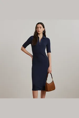 Ralph Lauren Vestido de media manga acanalado