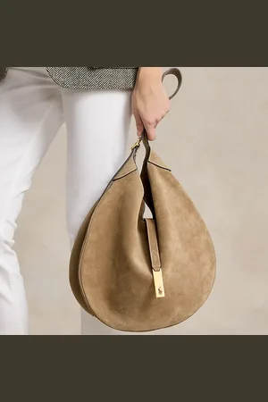 Ralph Lauren Bolso de hombro Polo ID grande de ante