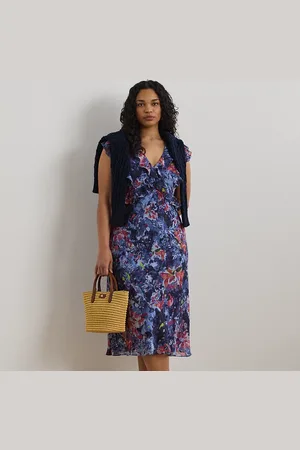 Ralph Lauren Tallas Grandes - Vestido midi de georgette con volantes