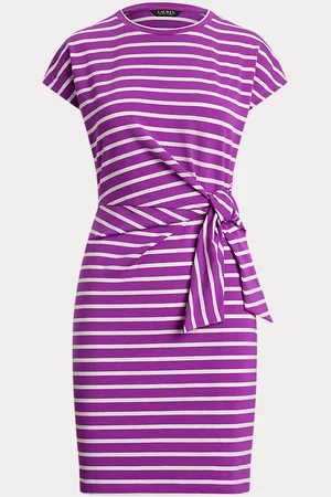Ralph Lauren Vestido de punto anudado con rayas