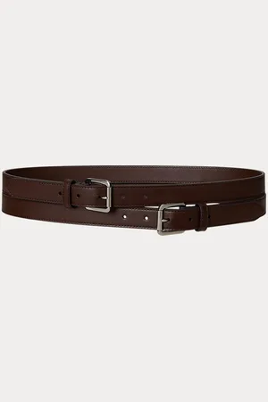 Ralph Lauren Cinturón ancho de piel con doble hebilla