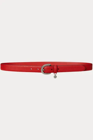 Ralph Lauren Cinturón de piel grabada con abalorio