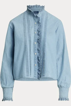 Ralph Lauren Camisa de cambray con volantes