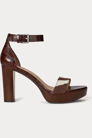 Ralph Lauren Sandalia Sylvia de piel y loneta cebra