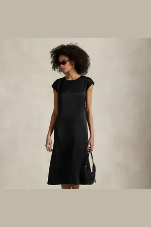 Ralph Lauren Vestido de raso con manga de casquillo