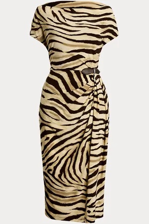 Ralph Lauren Vestido estampado con cuello asimétrico